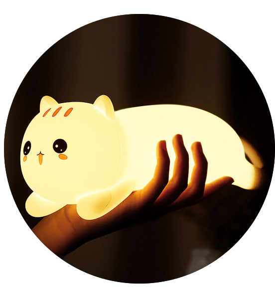 Colorful Nursery Baby Kid Nightlight USB Rechargeable Sensor Cute Cartoon Big Animal Cat Silicone LED Night Light Kids