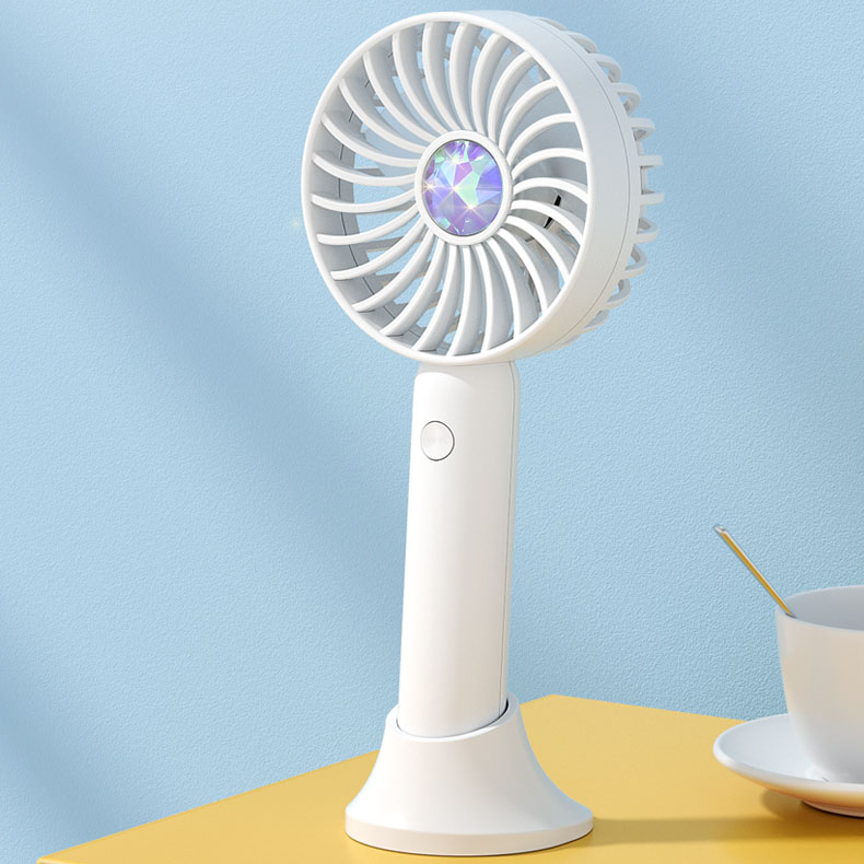 Outdoor Mini Electric Hand Fan White Portable Baby Stroller 3 Speed Fan Handheld Fan